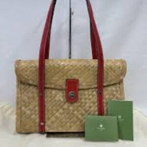 Kate Spade | Hand-Woven Basket Handbag, Red Handles, Slightly Used (2-3 times)